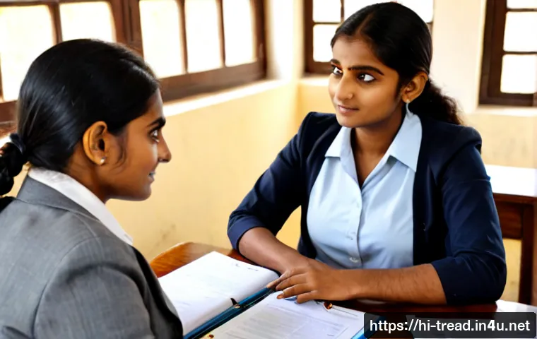 독서지도사 연봉 협상 전략 - Photorealistic Indian reading instructor in modest professional attire confidently discussing salary...